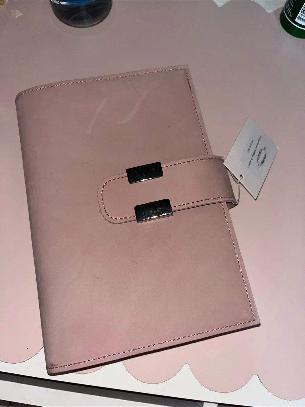 Blush Pink Leather Journal Cover and Notebook